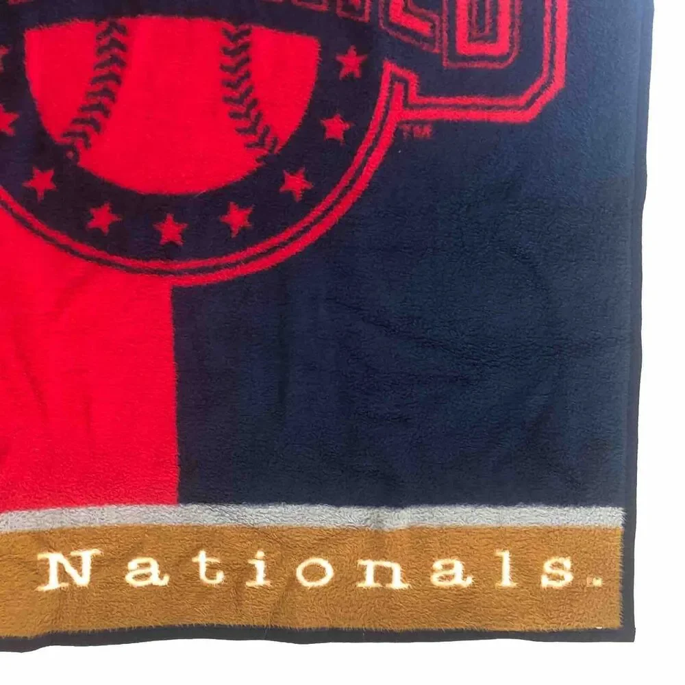Biederlack Washington Nationals MLB Baseball Blanket VTG 90s Furry Stadium Throw